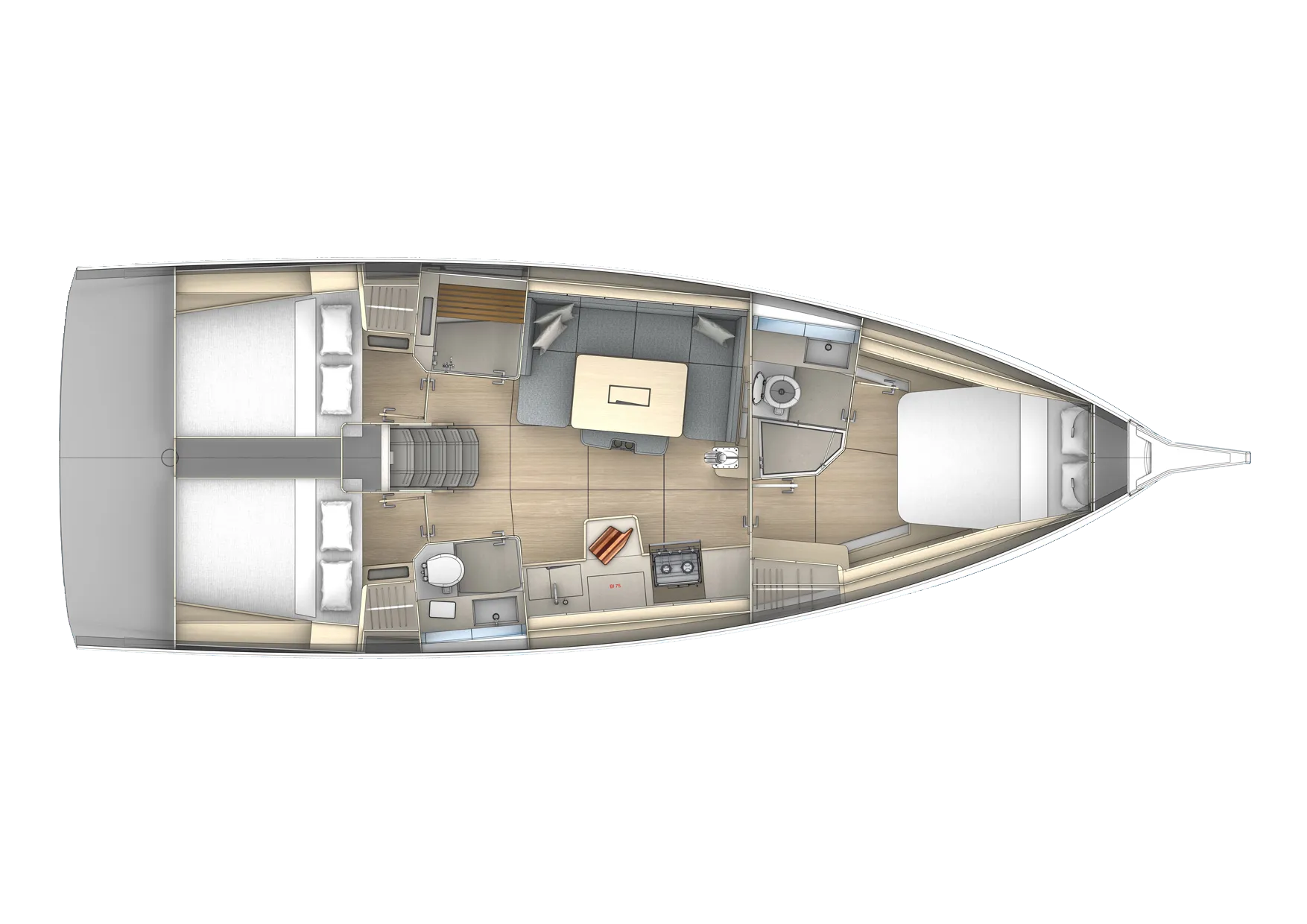 Dufour 41 3-Cabin Cruiser sail plan profile