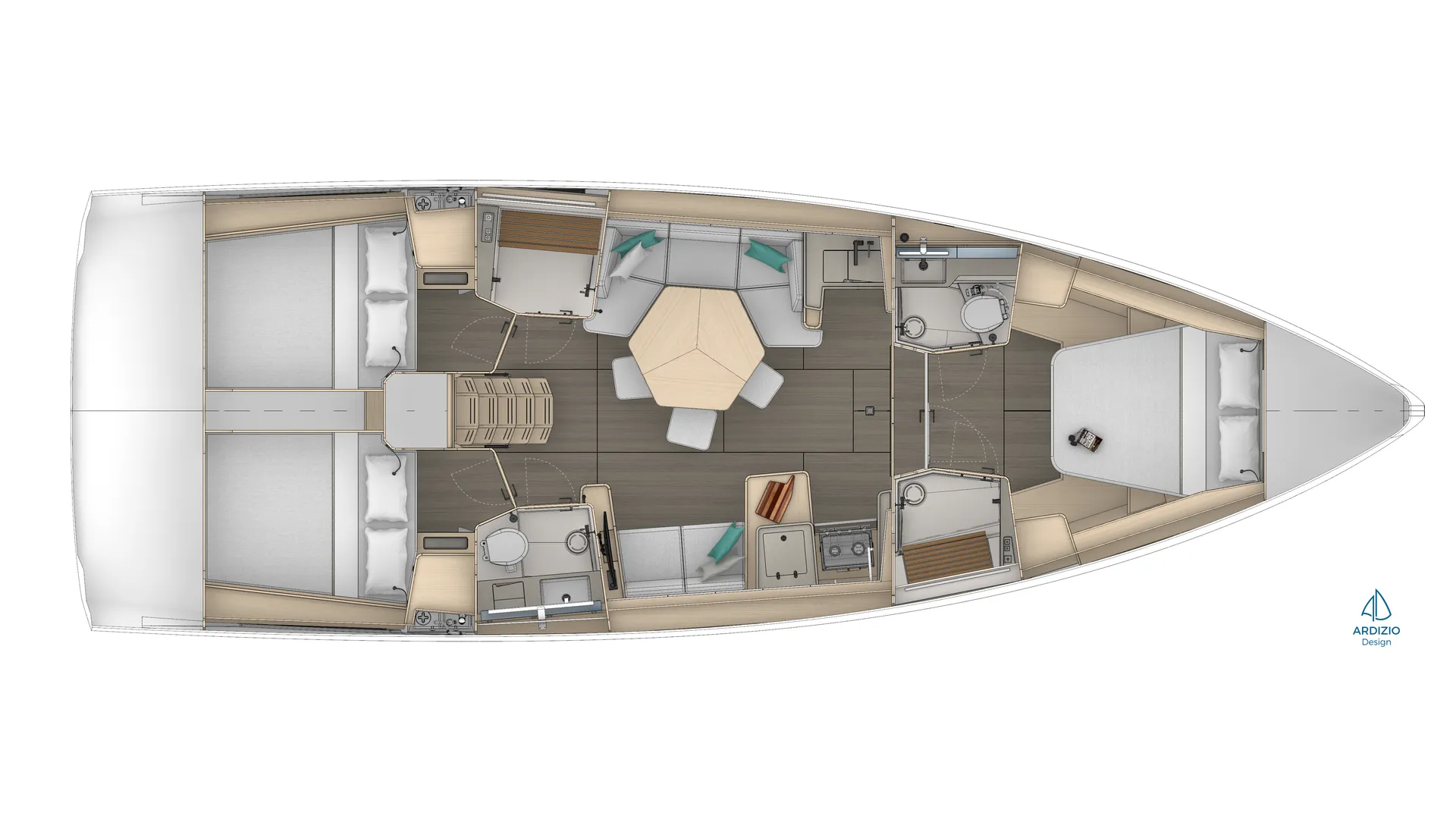 Dufour 44 3-Cabin Owner sail plan profile
