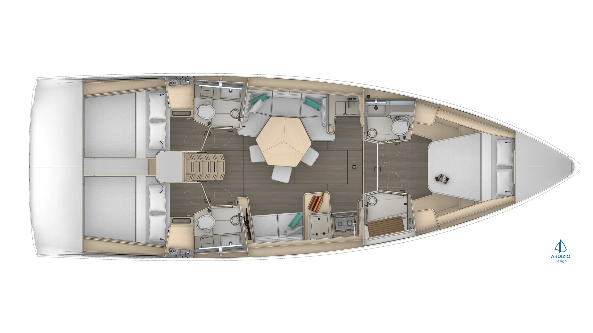 Dufour 44 3-Cabin Charter sail plan profile
