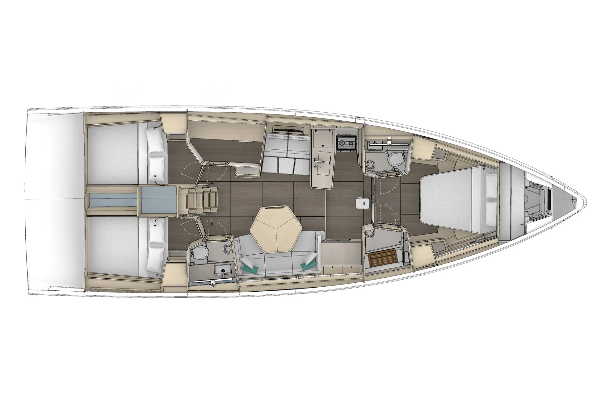 Dufour 48 3-Cabin Owner sail plan profile