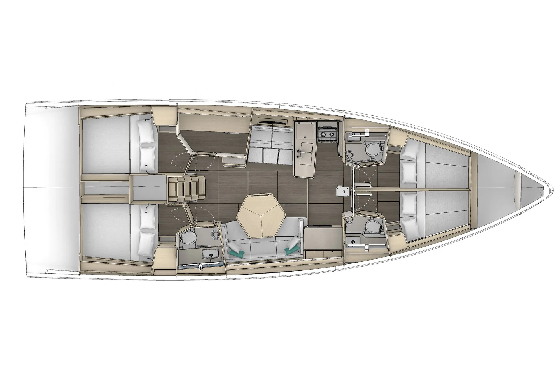 Dufour 48 4-Cabin Charter sail plan profile